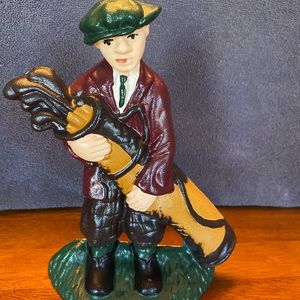 Vintage cast iron Golf Caddy w/golf bag doorstop